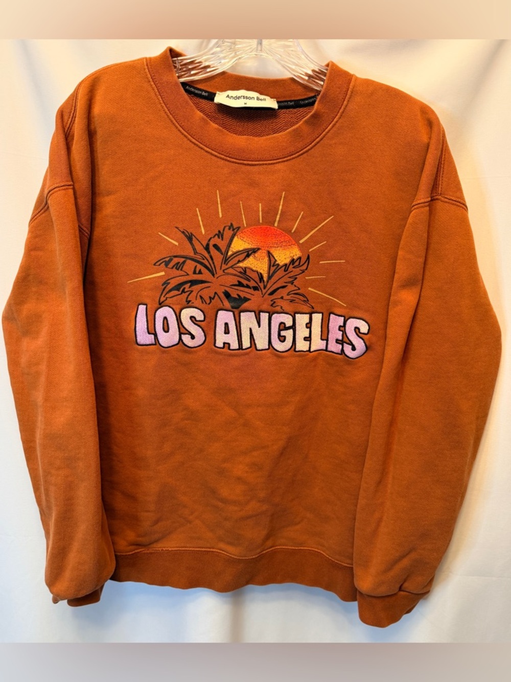 ANDERSSON BELL Size Medium Embroidered Los Angeles‎ Sweatshirt Brown Sunset